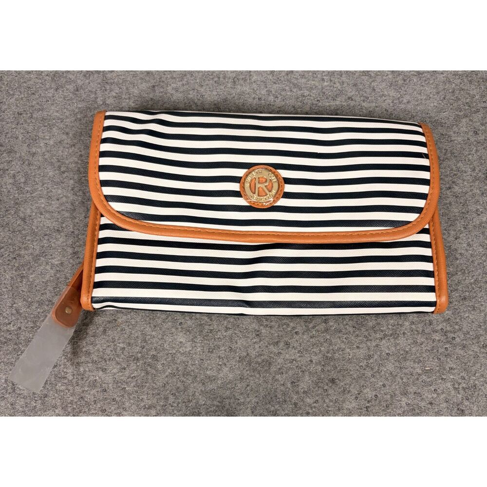Kenneth Cole Reaction Hanging Travel Kit Navy Black White Stripe Toiletry NWT